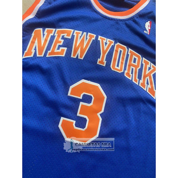 Camiseta New York Knicks John Starks NO 3 Mitchell & Ness Hardwood Classics Azul